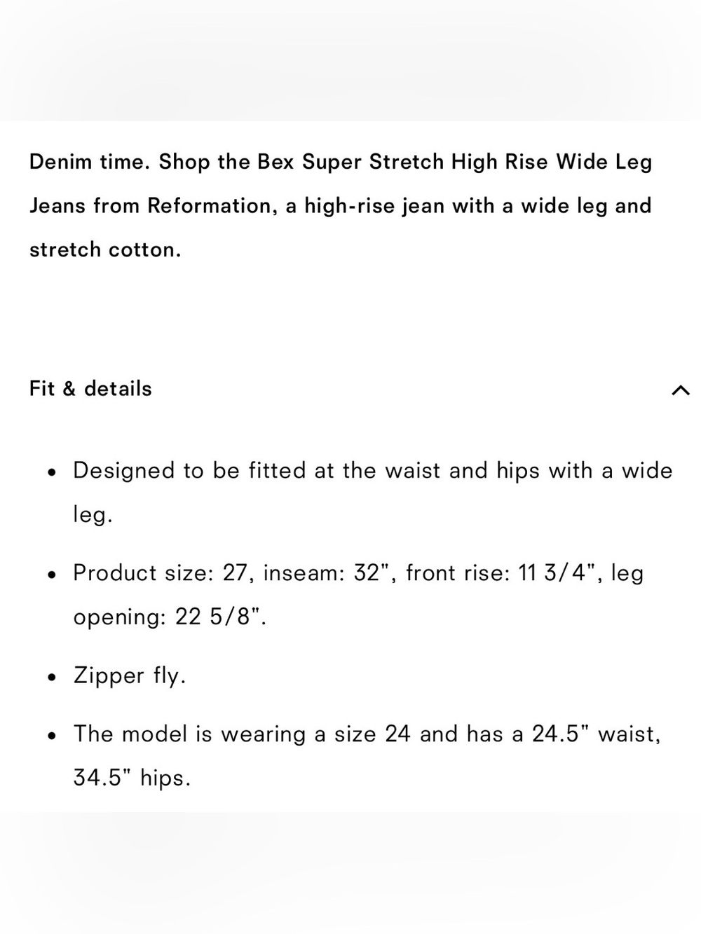 NWT Reformation Bex Super Stretch High Rise Wide Leg Jeans in “Wheeler” - Picture 9 of 15